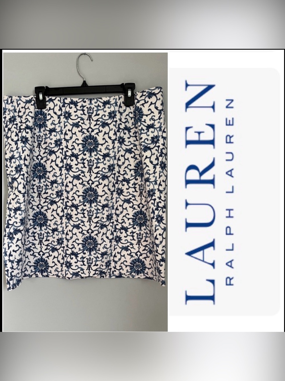 Lauren Ralph Lauren women's blue/white  Rosette design skirt size 18W